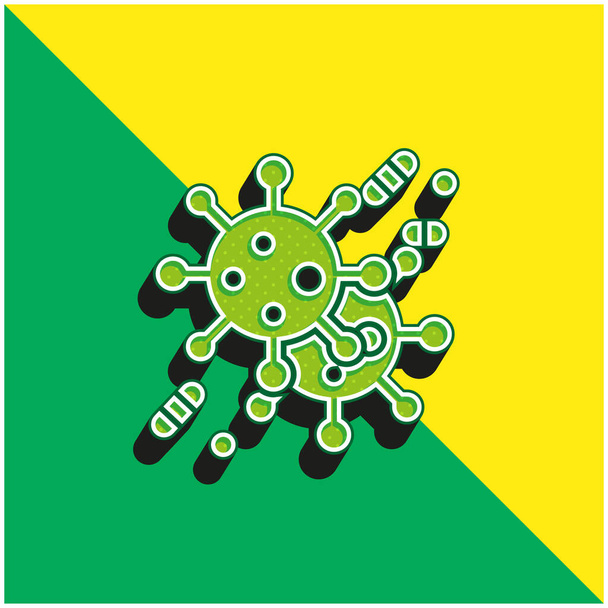 Bactéries Logo vectoriel 3D moderne vert et jaune - Vecteur, image