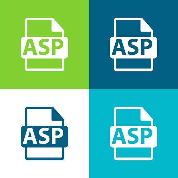 ASP File Format Symbol Plocha čtyři barvy minimální ikona nastavena - Vektor, obrázek