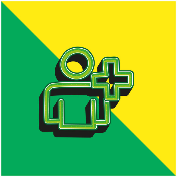 ユーザーハンドドローの概要緑と黄色の現代的な3Dベクトルアイコンのロゴを追加 - ベクター画像