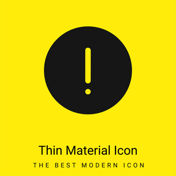 Alerta mínimo ícone material amarelo brilhante - Vetor, Imagem
