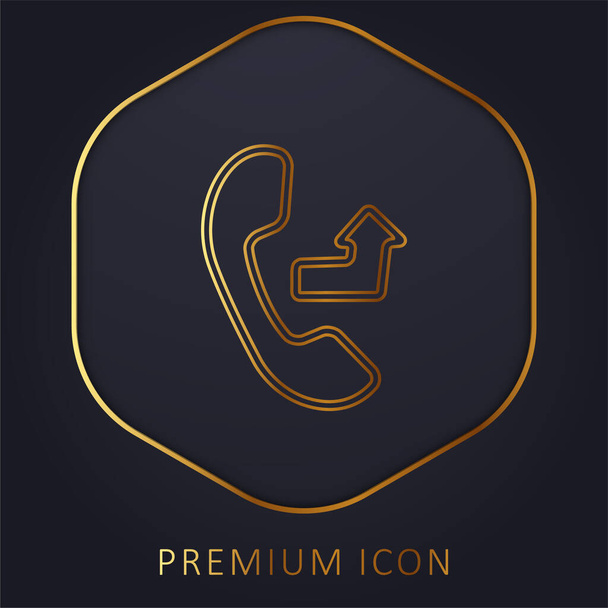 Auricular With An Outgoing Arrow Sign golden line premium logo or icon - Vector, Image