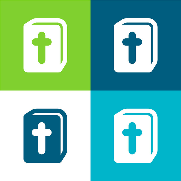 Libro della Bibbia Set di icone minimali a quattro colori - Vettoriali, immagini