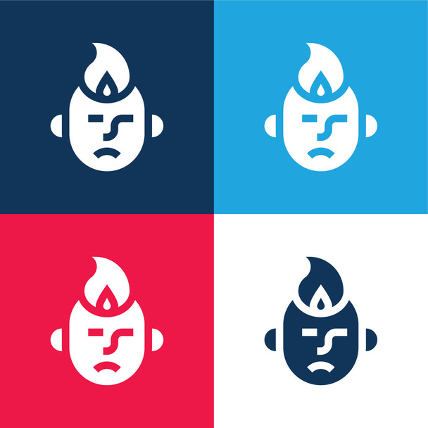 Anger blue and red four color minimal icon set - Vector, Image