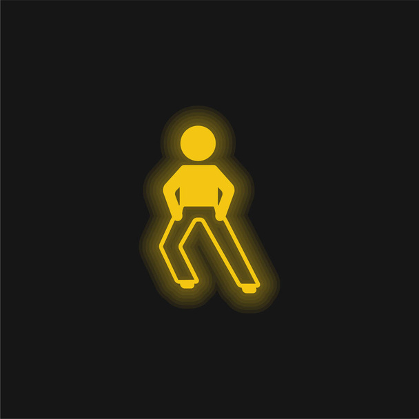 Хлопчик розтягування ноги жовта сяюча неонова ікона
 - Вектор, зображення
