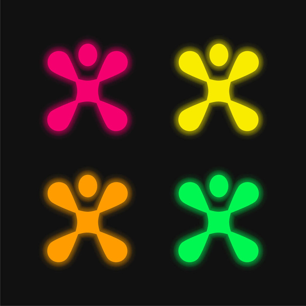 Forma astratta icona vettoriale al neon incandescente a quattro colori - Vettoriali, immagini