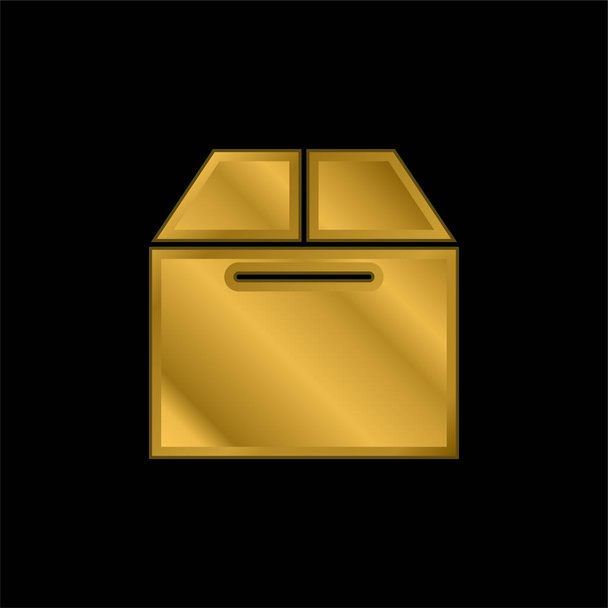 Laatikko kullattu metallinen kuvake tai logo vektori - Vektori, kuva