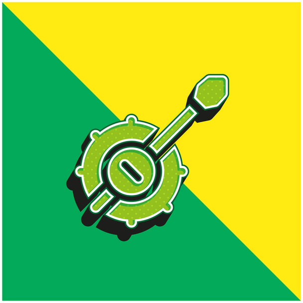 Banjo Verde e amarelo moderno logotipo vetor 3d ícone - Vetor, Imagem