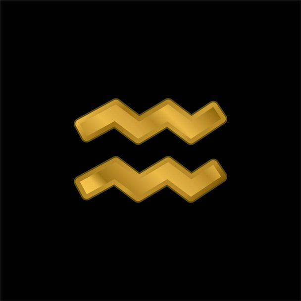 Aquarius gold plated metalic icon or logo vector - Vector, Image