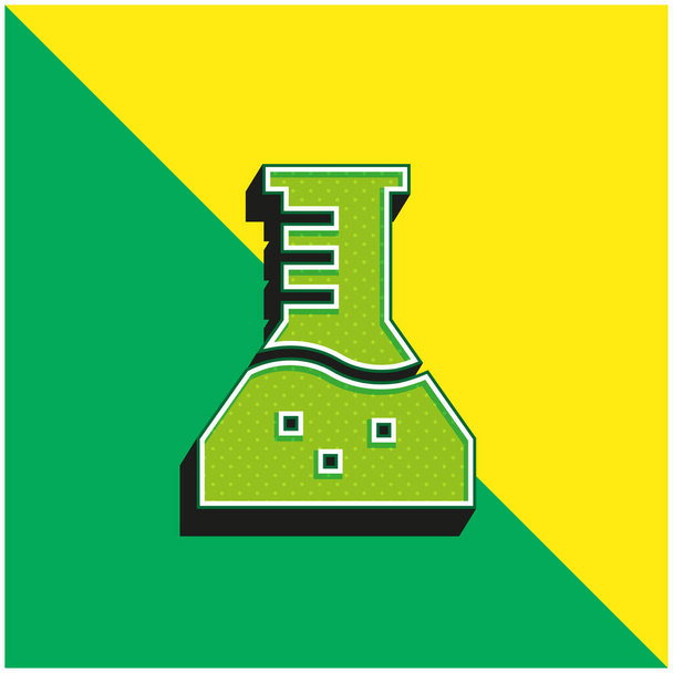 Beaker Zöld és sárga modern 3D vektor ikon logó - Vektor, kép