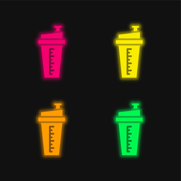Μπουκάλι τέσσερα χρώμα λαμπερό εικονίδιο διάνυσμα νέον - Διάνυσμα, εικόνα