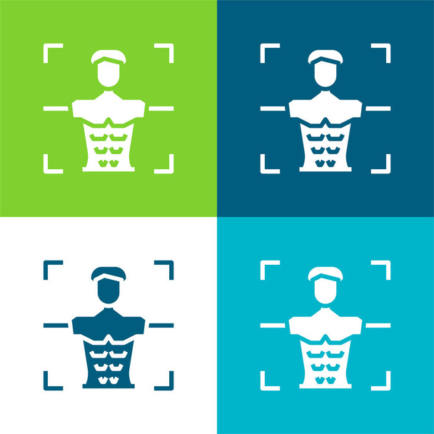 Escaneo corporal Conjunto de iconos mínimo de cuatro colores - Vector, Imagen