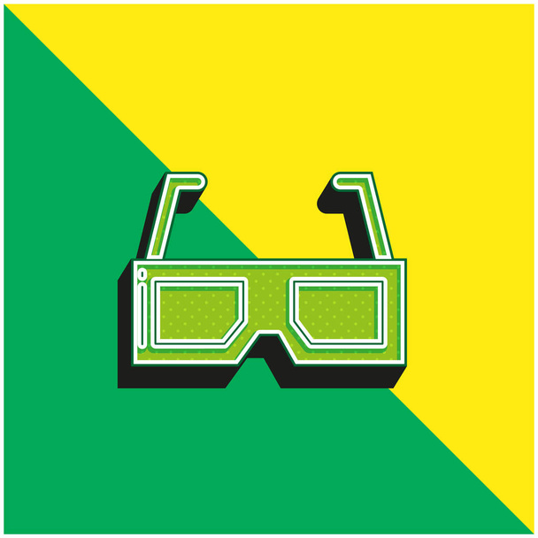 3d lasit Vihreä ja keltainen moderni 3d vektori kuvake logo - Vektori, kuva
