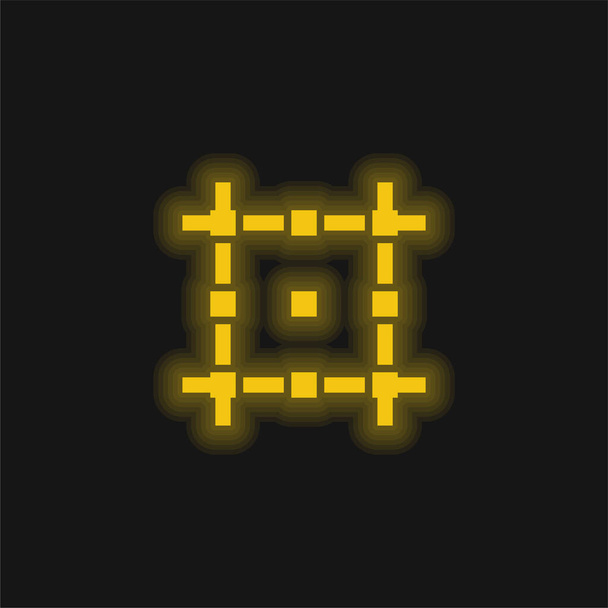 Allocation yellow glowing neon icon - Vector, Image