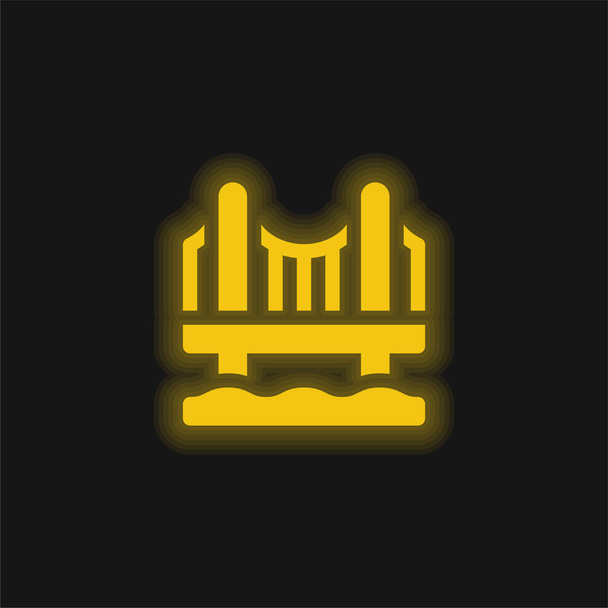 Żółty mostek świecący neon ikona - Wektor, obraz