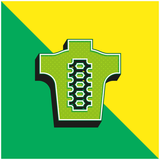 Backbone Verde e amarelo moderno logotipo vetor 3d ícone - Vetor, Imagem