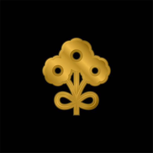 Buquê banhado a ouro ícone metálico ou vetor logotipo - Vetor, Imagem