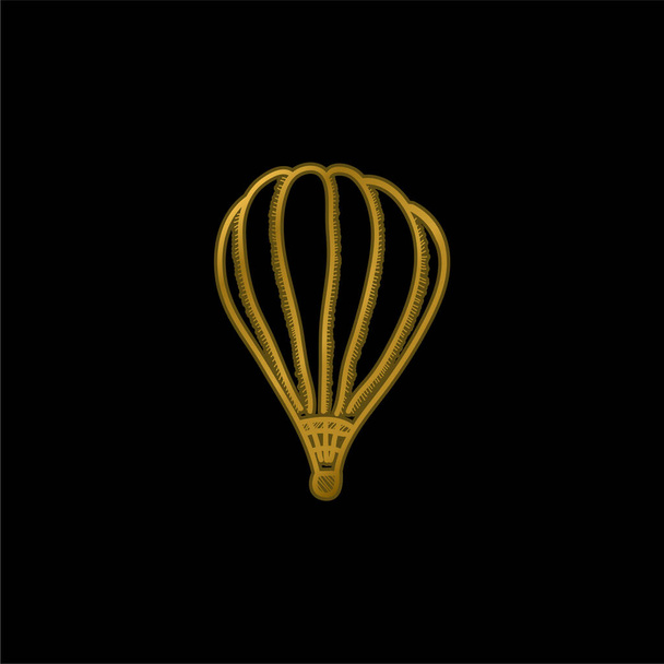 Air Balloon gold plated metalic icon or logo vector - Vector, Image