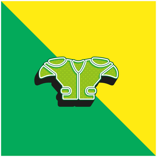 American Football Player Black T Shirt Ένδυμα Πράσινο και κίτρινο σύγχρονο 3d διάνυσμα εικονίδιο λογότυπο - Διάνυσμα, εικόνα
