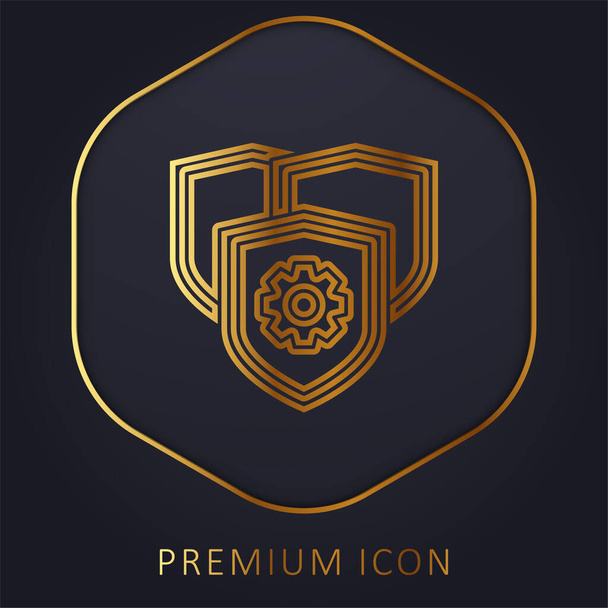 Anti Virus linea dorata logo premium o icona - Vettoriali, immagini