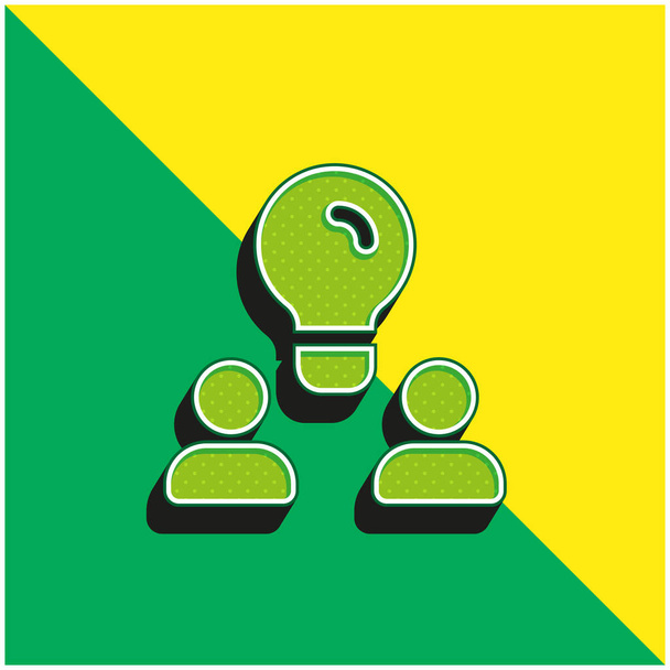 Brainstorm Verde e amarelo moderno logotipo vetor 3d ícone - Vetor, Imagem