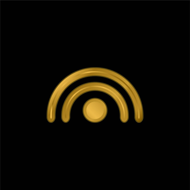Antena Señal chapado en oro icono metálico o logo vector - Vector, Imagen