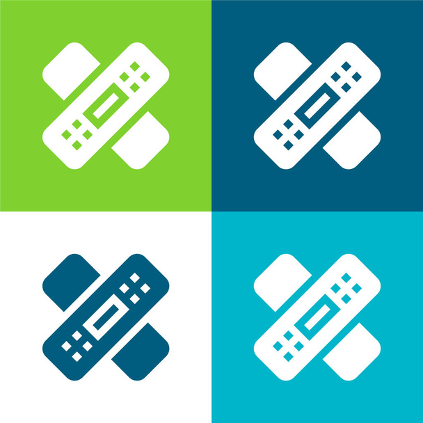 Bandage Set icona minimale piatto a quattro colori - Vettoriali, immagini