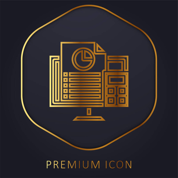 Λογιστική χρυσή γραμμή πριμοδότηση λογότυπο ή εικονίδιο - Διάνυσμα, εικόνα