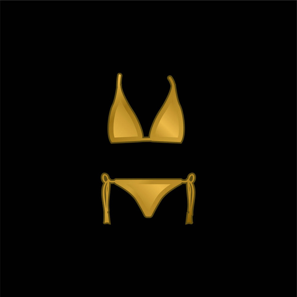 Bikini Shape gold plated metalic icon or logo vector - Vector, Image