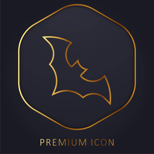 Bat χρυσό λογότυπο γραμμή πριμοδότηση ή εικονίδιο - Διάνυσμα, εικόνα