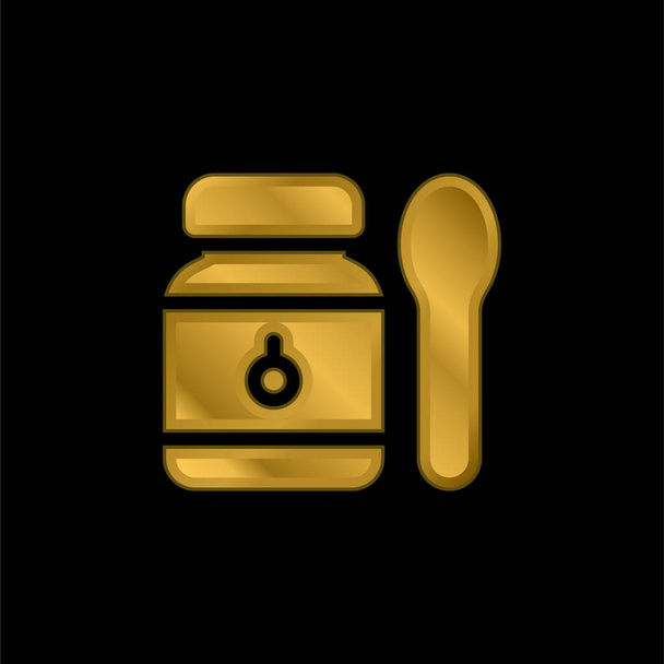 Baby Food vergulde metalen icoon of logo vector - Vector, afbeelding