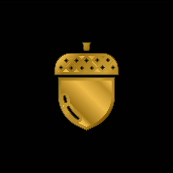 Meşe palamudu altın kaplama metalik simge veya logo vektörü - Vektör, Görsel