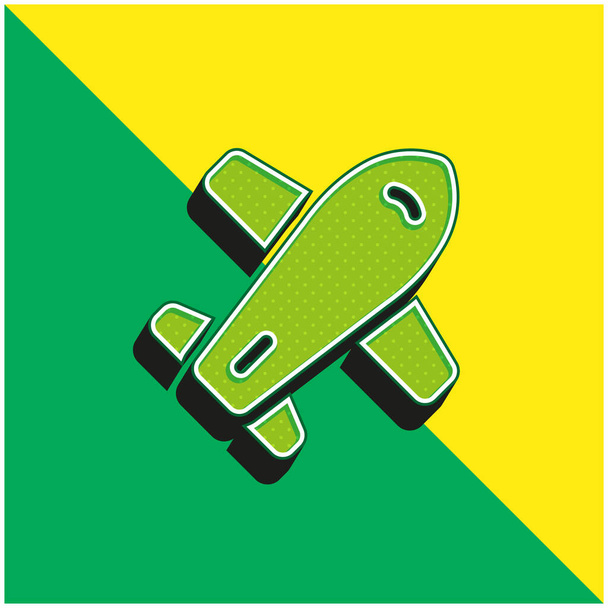 Avion Logo vectoriel 3D moderne vert et jaune - Vecteur, image