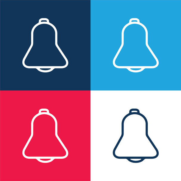 ベル・オブ・電話インターフェース青と赤の4色の最小アイコンセット - ベクター画像