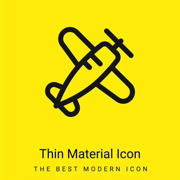 Samolot minimalna jasnożółta ikona materiału - Wektor, obraz