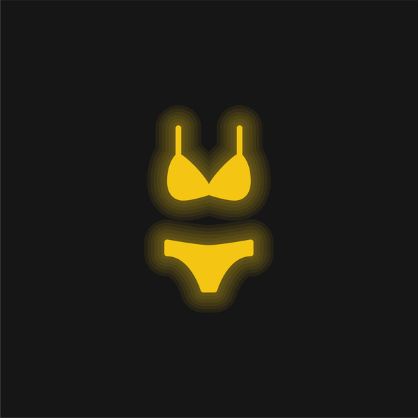 Бікіні жовта сяюча неонова ікона
 - Вектор, зображення