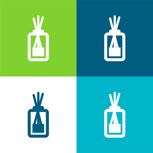 Set di icone minimali a quattro colori piatti per aromaterapia - Vettoriali, immagini