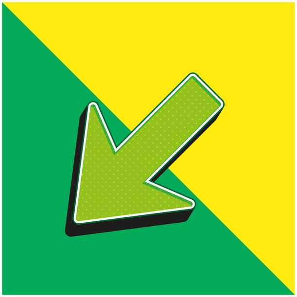 Šipka dolů vlevo Zelená a žlutá moderní 3D vektorové logo ikony - Vektor, obrázek