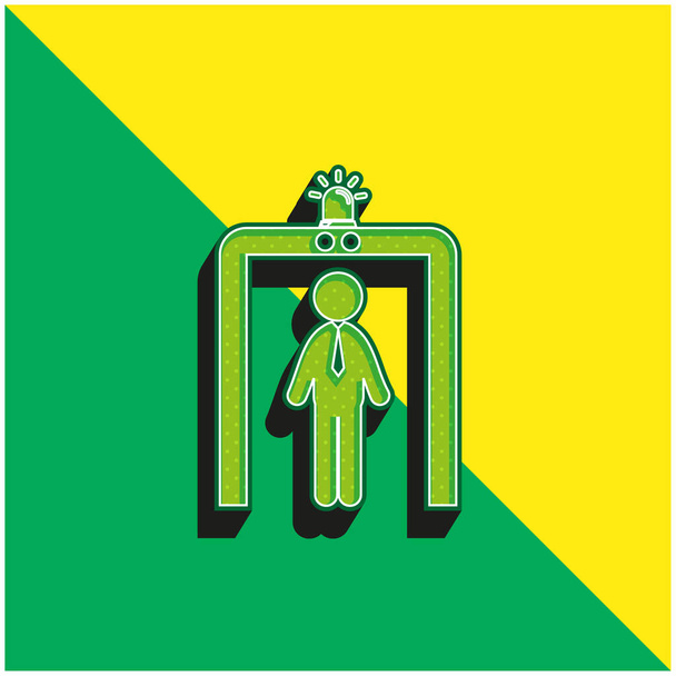 Портал безопасности аэропорта Зеленый и желтый современный 3d логотип вектора - Вектор,изображение