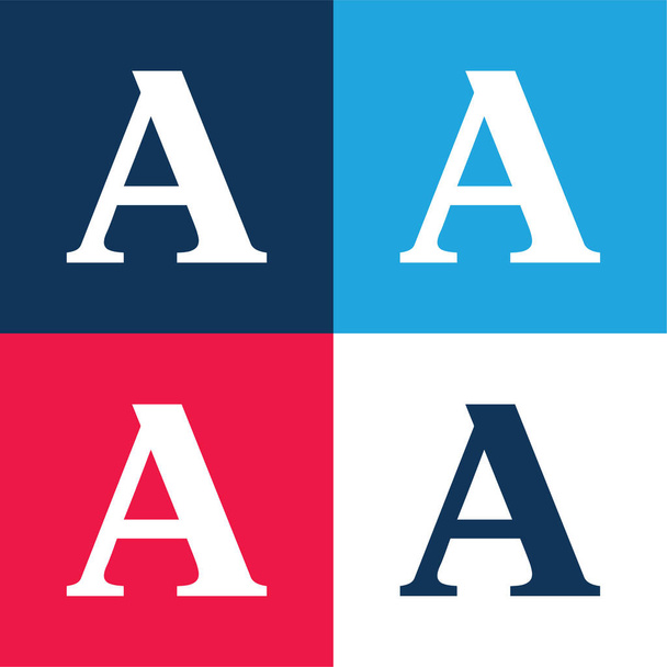 Academia Edu blu e rosso quattro colori set icona minima - Vettoriali, immagini