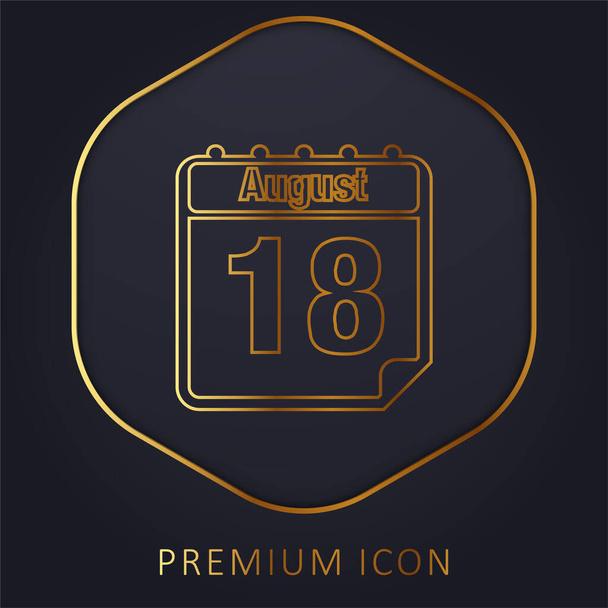 August 18 Daily Calendar Page Interface Symbol golden line premium logo or icon - Vector, Image