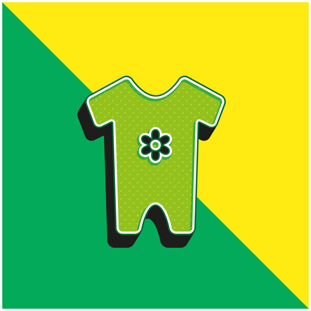 Baby Clothes Green and yellow modern 3d vector icon logo - Vector, Image