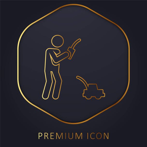 Boy golden line premium logo or icon - Vector, Image