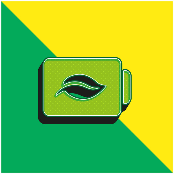Pil Durumu Sembolü Bir Yaprak Yeşil ve Sarı Modern 3d vektör logosuyla - Vektör, Görsel