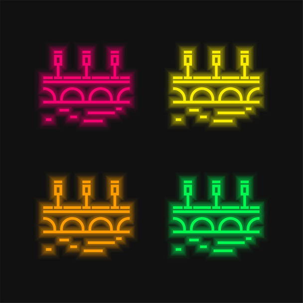 Silta neljä väriä hehkuva neon vektori kuvake - Vektori, kuva