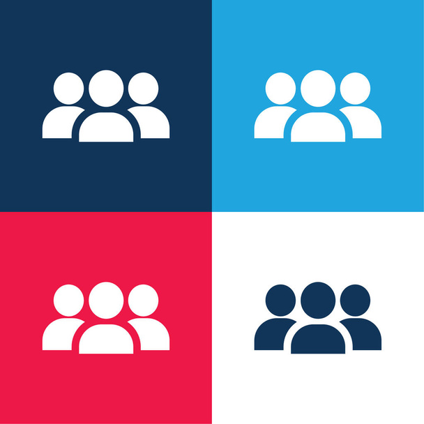Audience blue and red four color minimal icon set - Vector, Image