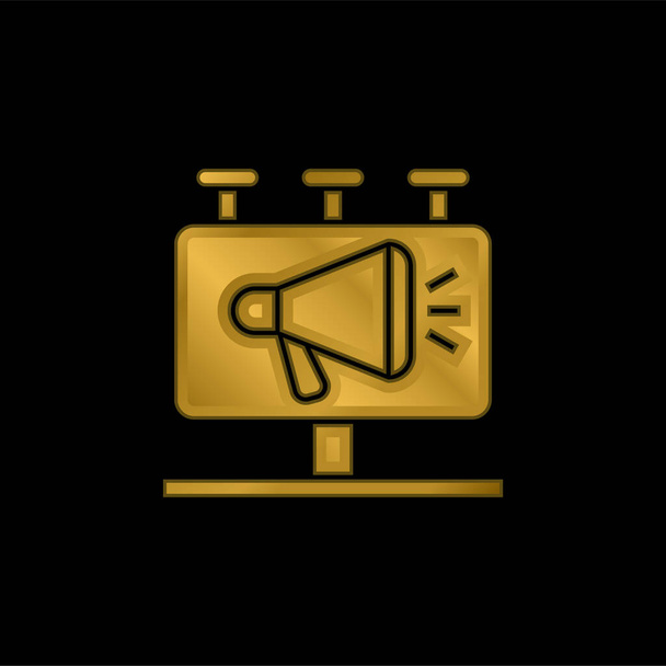 Cartellone placcato oro icona metallica o logo vettore - Vettoriali, immagini