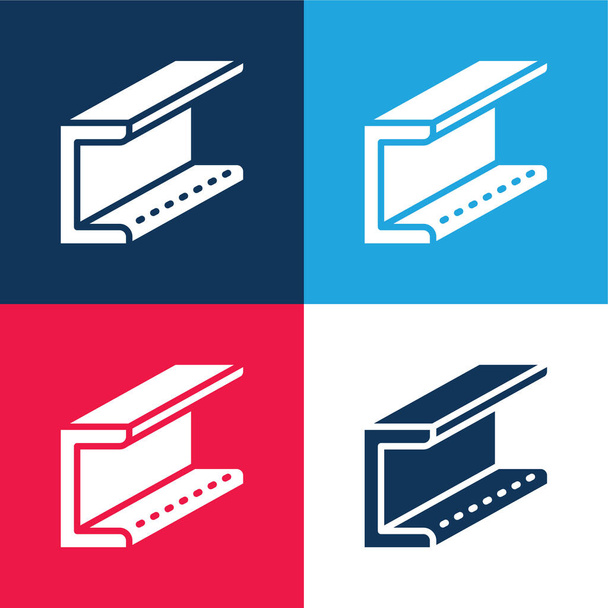 Beam blue and red four color minimal icon set - Vector, Image