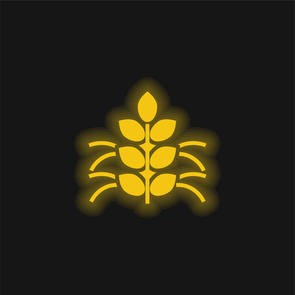 農業黄色の輝くネオンアイコン - ベクター画像
