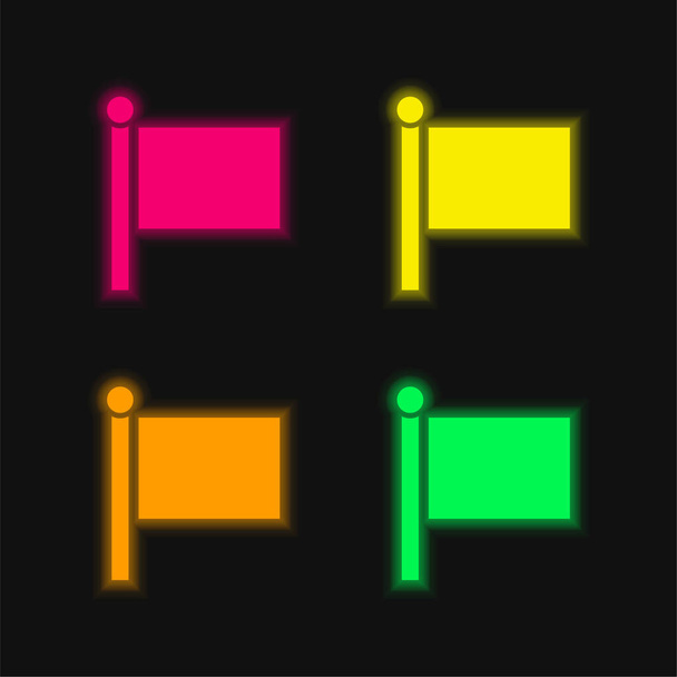 Bandera negra de cuatro colores brillante icono de vectores de neón - Vector, imagen