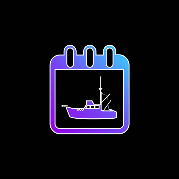 Boat Travel Date Daily Calendar Page Interface Symbol blue gradient vector icon - Vector, Image